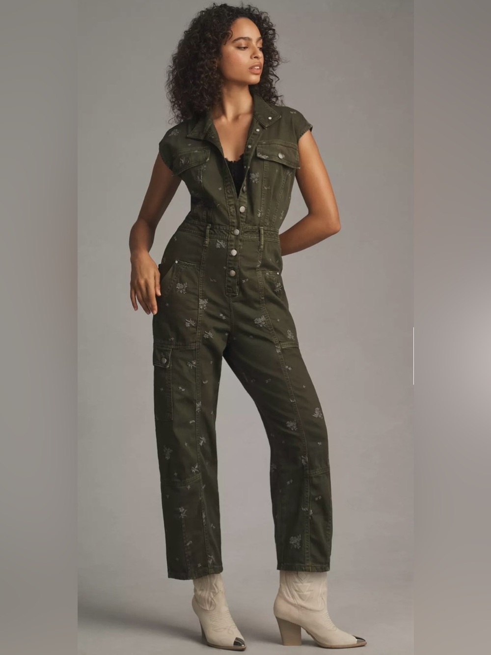 Anthropologie The Carson Utility Barrel Jumpsuit Sz M